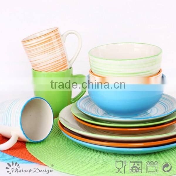 Blue round tableware cereal bowl blue color high quality microwave safe bowl