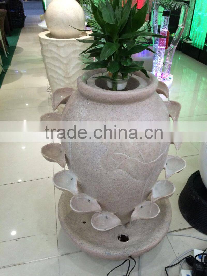 Used resin garden decoration led vase water fountain
