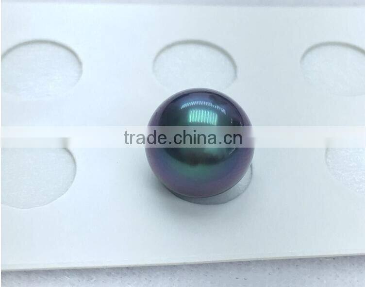 13-14mm Peacock Green Tahitian Loose Pearl Beads for Jewelry Making