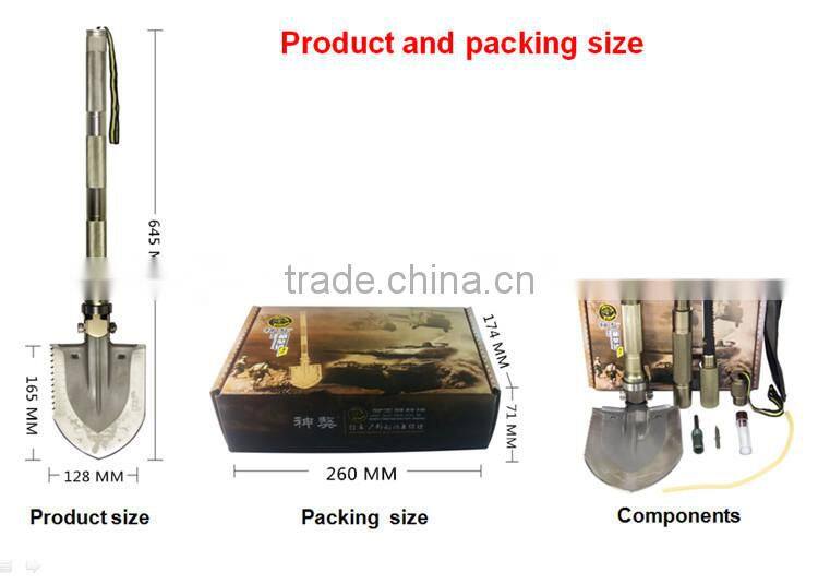 New Model Multifunction Off Road Car Tool Sets with Shovel Hoe Knife Flint and Flashlight