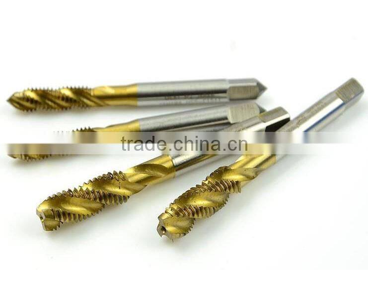7pcs/set 3-12mm tap & die set hand tools titanium coating cutting hole HSS taps set spiral groove helical fluted