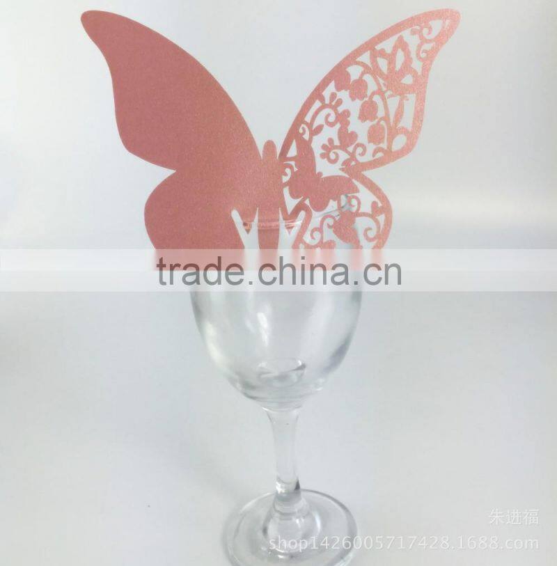 party favors supplier wine glass card laser cut wedding invitation card