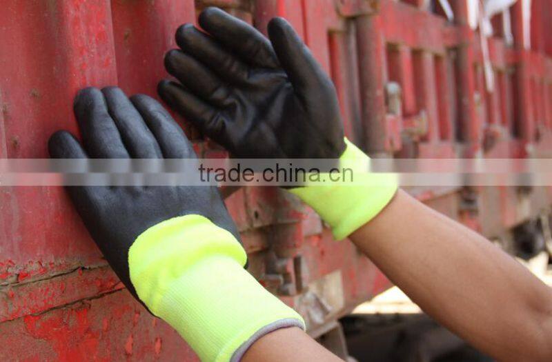 latex gloves 3/4 coated foam nitrile winter glove