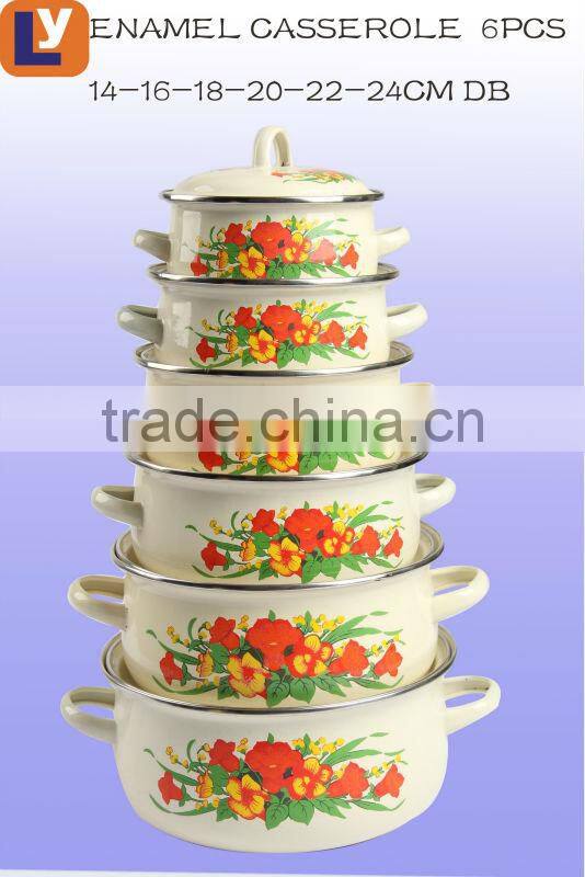 676DB 14-24CM cookware set with normal handle hot seal enamel casserole
