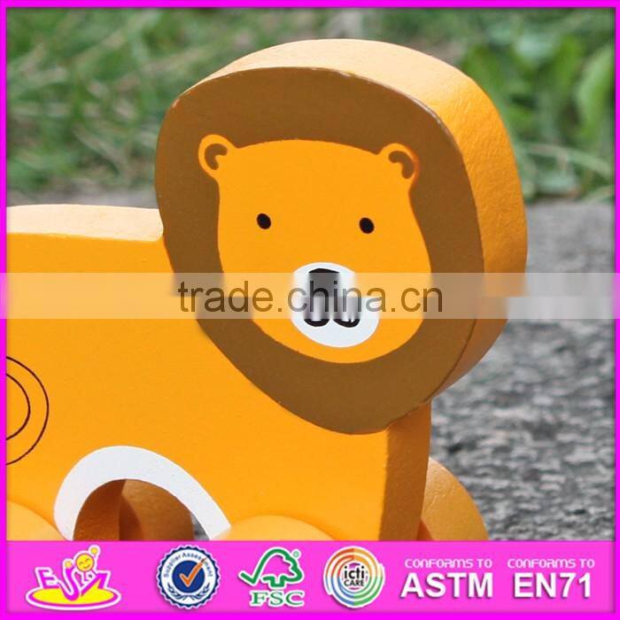 2017 New products kids lion car toy wooden toy plans W04A320