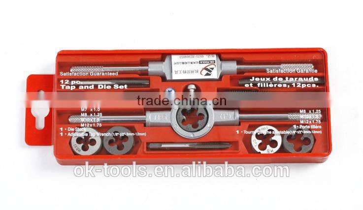 OK-tools 12Pcs Thread Cutting Tools Tap And Die Set,