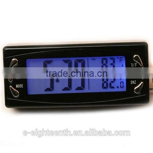 new 12V LCD Auto Thermometer Temperature Inside and Outside Car Alarm Digital Clock