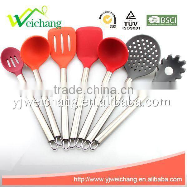WCE247B Premium Silicone utensils SPAGHETTI SERVER pasta fork Cooking Utensil Gadgets Set with S.S. handle