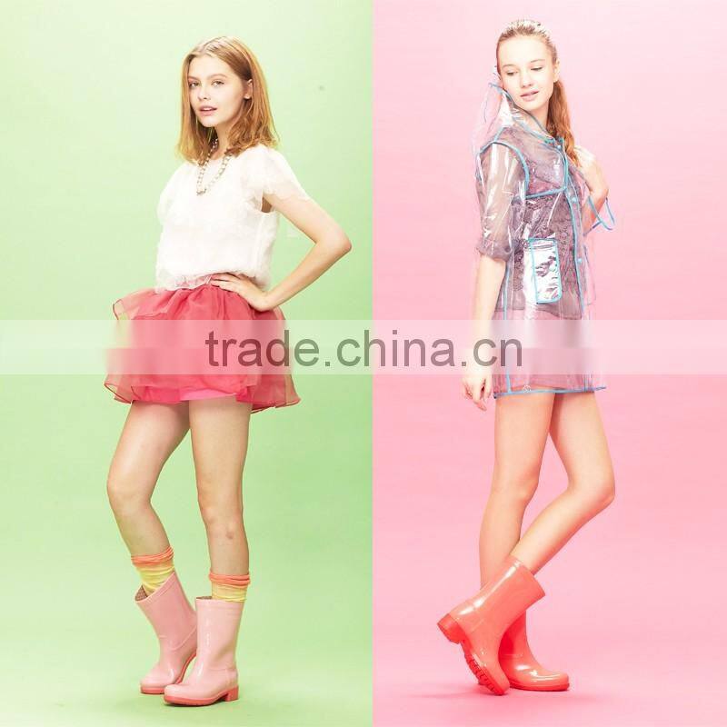 black white flower pattern women rain boots with buckles