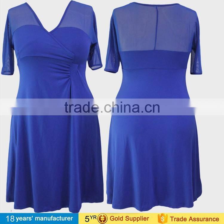 Elegant plus size sexy cocktail party knee length fashionable dress designs for fat women wear xxx large dress