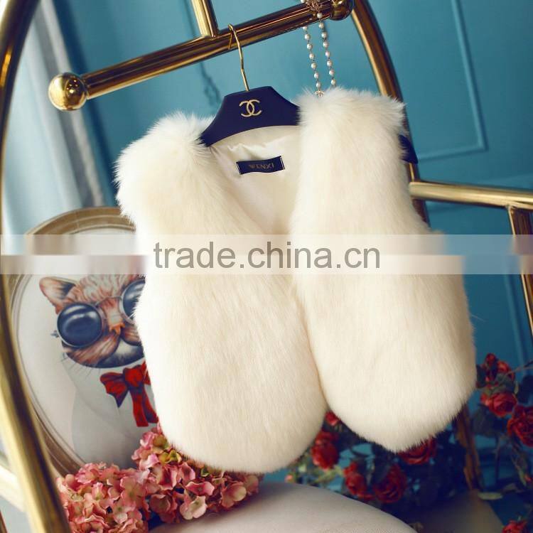 winter high-grade candy color thick luxury lady short faux fox fur vest woman dress
