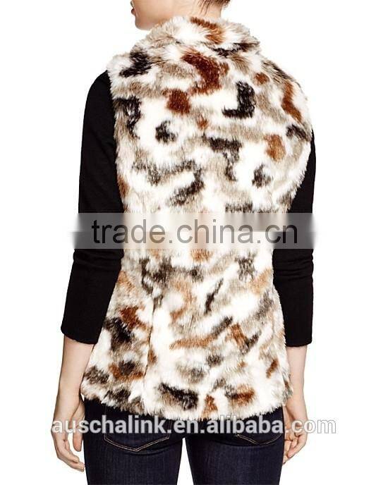 OEM service outdoor lady keep warm wholesale faux fur vest