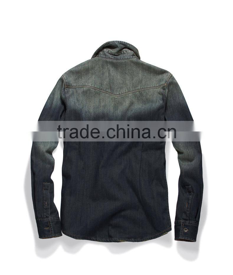 2014 Hot Sale Heavy Washed Cotton Jeans Shirt For Men