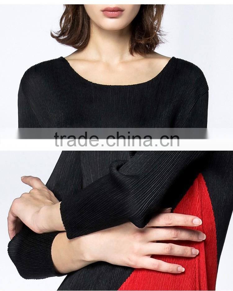 High elastic pleat asymmetrucal spring women dress