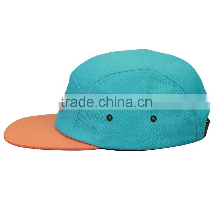 Custom printed strapback hat flat brim blank 5 panel cap