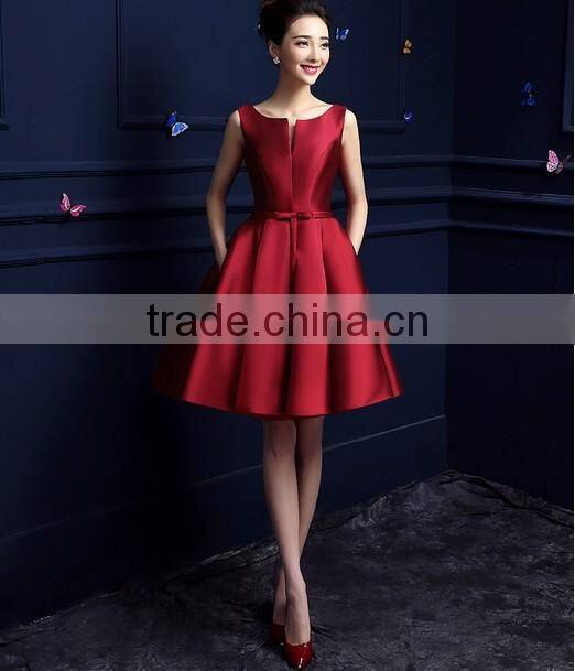 sexy tight short design satin red prom dress