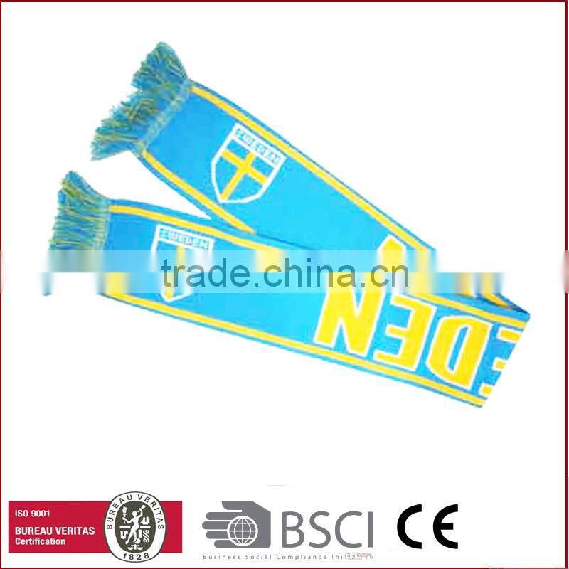 Customized small MOQ arcylic scarf/football scarf/sport scarf