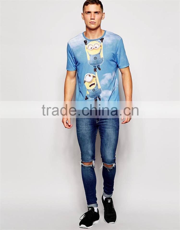 Printed hanging minions tight t-shirt cheap wholesale