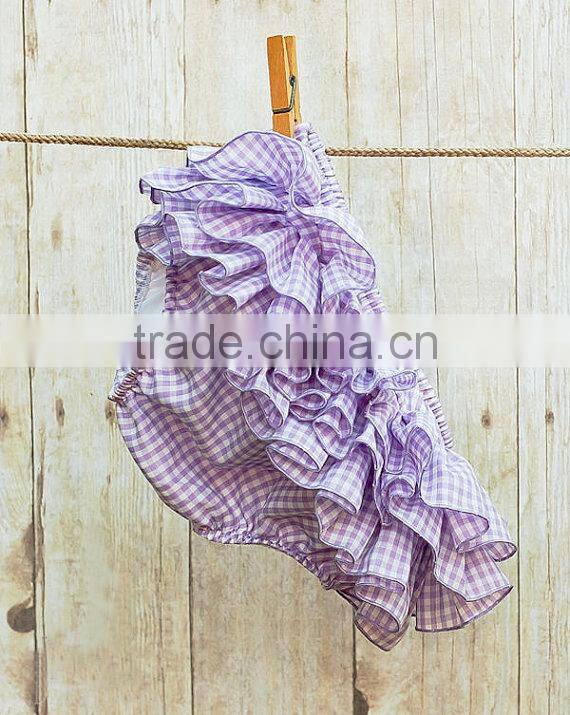 New Design Kids Boutique Clothing Baby Cotton Diaper Cover Bloomers Baby Girl Soft Gingham Underwear Ruffle Shorts