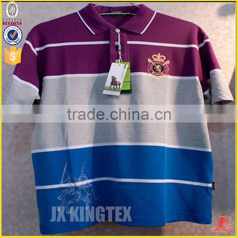 Casual 100% Combed Cotton Yarn Dyed Stripe Polo Shirt