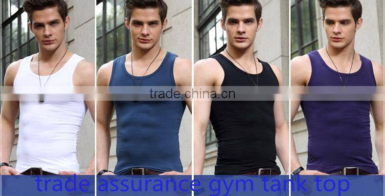 trade assurance 95% cotton 5% spandex gym elastic tank top for men