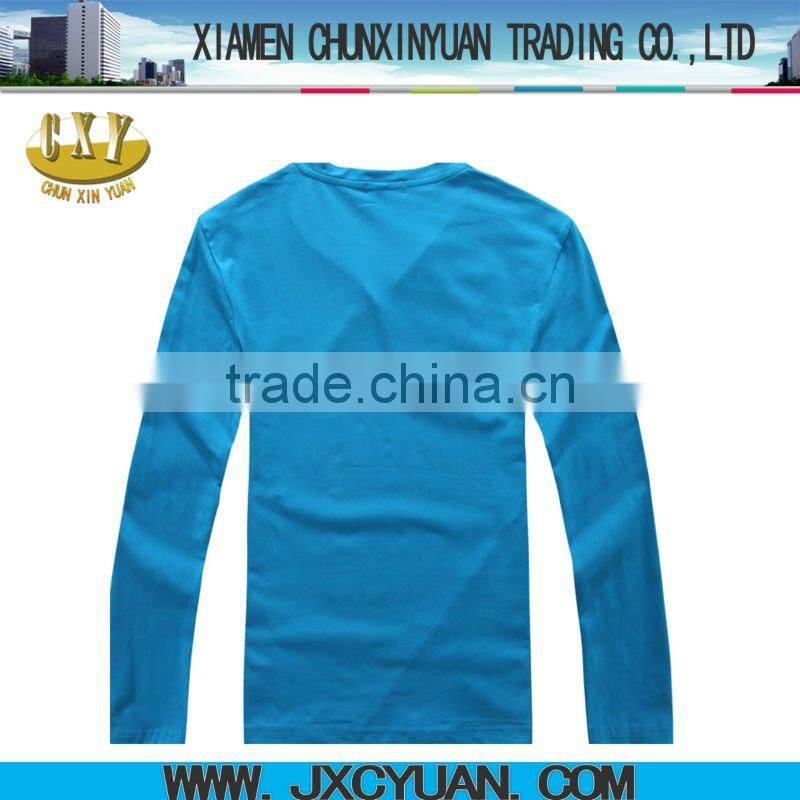 2014 fashion men custom t shirts with long sleeve and v-neck