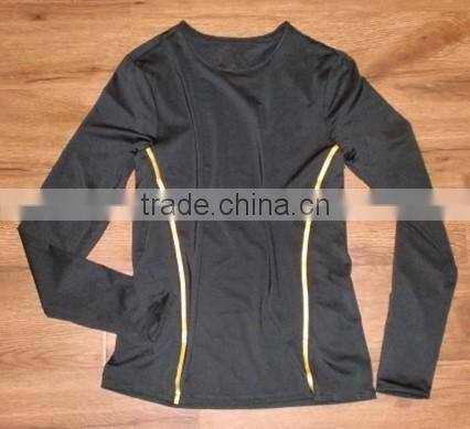 OEM Custom Ladies Sports Elastic Long Sleeve T Shirt 2016