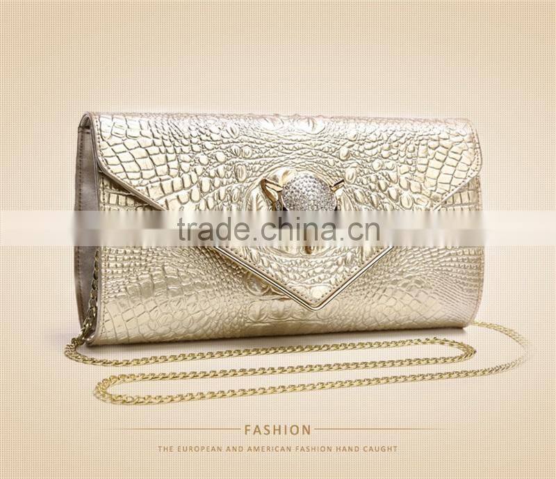 High Quality Lady Genuine Real Crocodile Embossed Designer Clutch Bag For Women