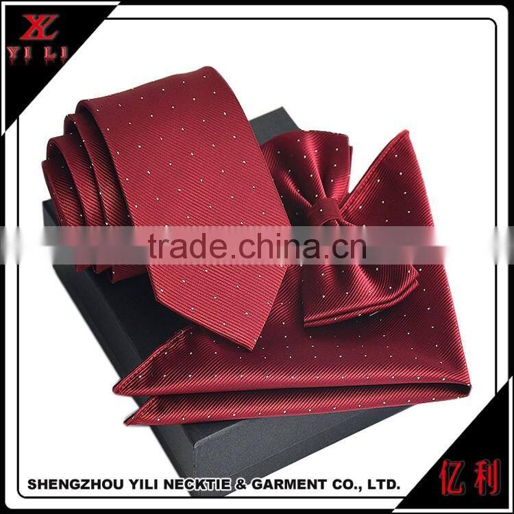 Wedding polyester hanky neck tie and pocket square set