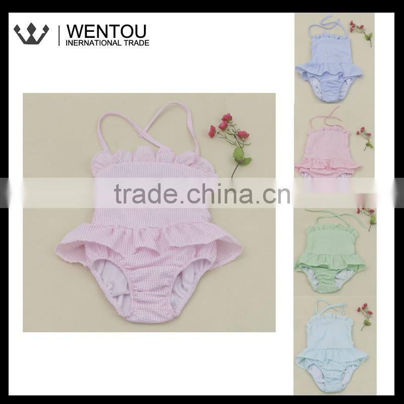 Monogrammed Girls Seersucker Blank Swimsuit