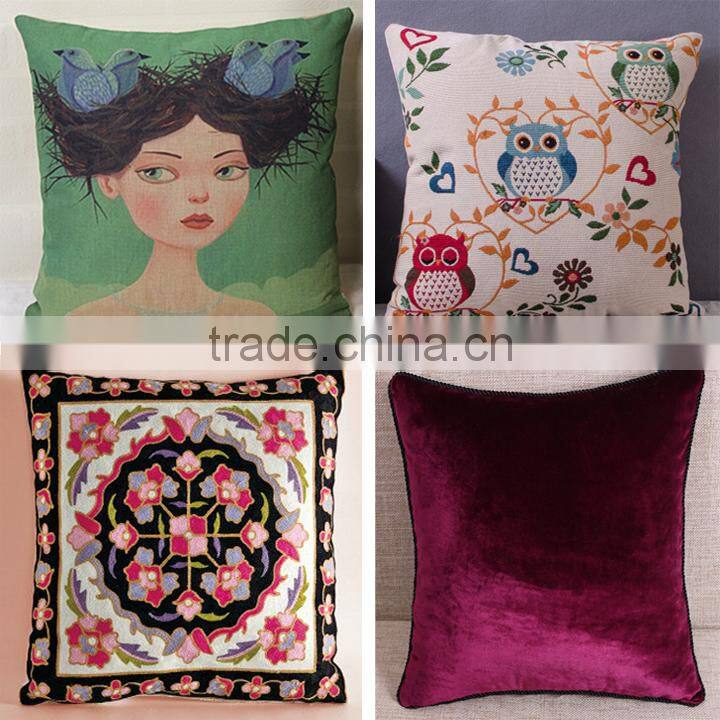 natural linen color customize linen cotton printed linen cushion cover