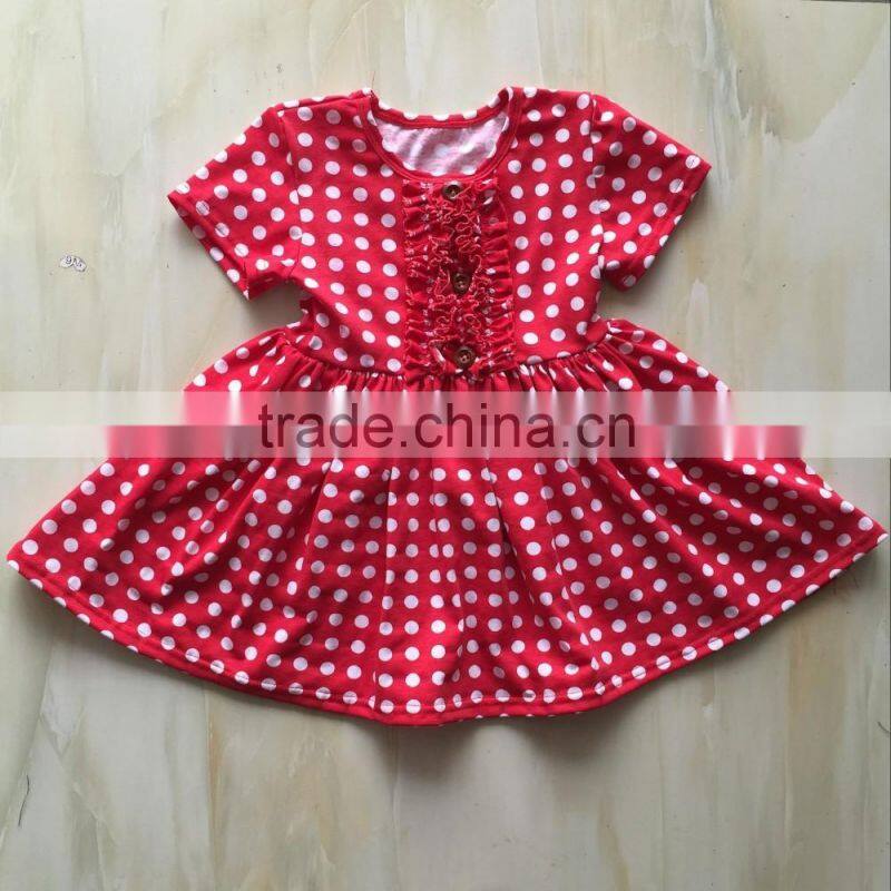 QL-415 short sleeve polka dot cute baby frocks design dresses hot sale 2016