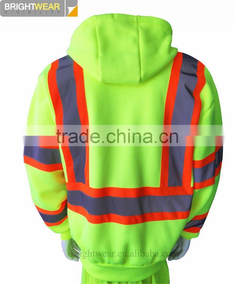100%polyester inner brush fleece hi vis sweatshirt ANSI CLass 3