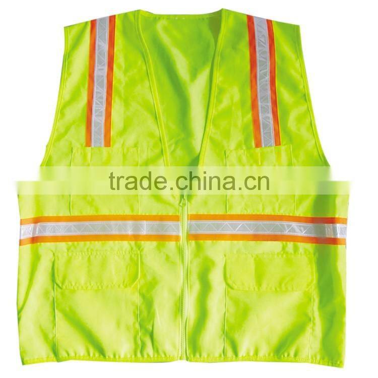 New design mens hi viz v lattice tape safety vest with pockets