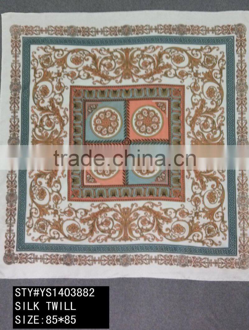 Small Square Silk Scarf, silk twill, plain crepe satin, satin stripped