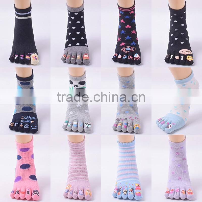 Female five fingers sock,cartoon cute and polka-dot toe sock