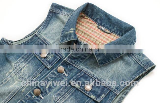 custom sleeveless denim jacket for men