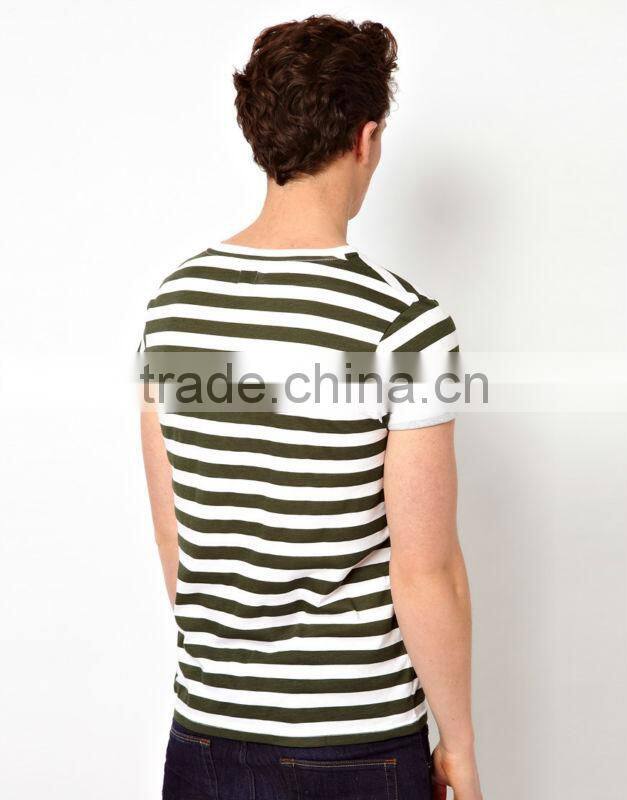 100% Cotton Stripe Men's Tee Shirt