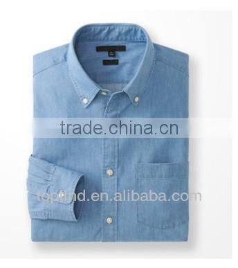 100% Leisured denim style fitted long sleeve shirt Men