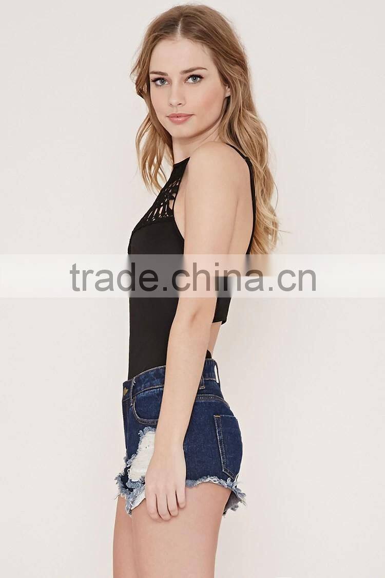 2016 guangzhou shandao oem service summer new design sleeveless casual knit burnt out girl's stylish top