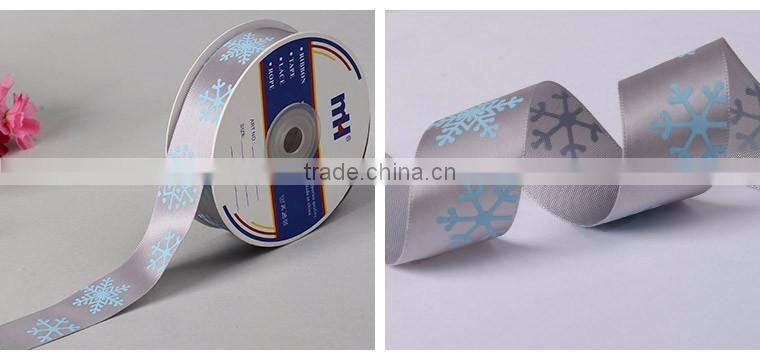 1" Wide Snowflake Printed Satin Christmas Holiday Ribbons