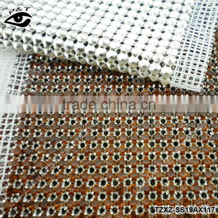 Rhinestone Mesh Crystal Trimming sew on crystal mesh SS19 smoked topaz color for clothing
