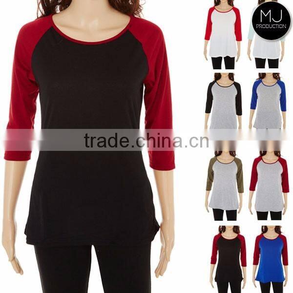 FACTORY wholesale colorful 3/4 sleeve raglan