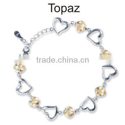 heart 925 silver bracelet with CZ stone