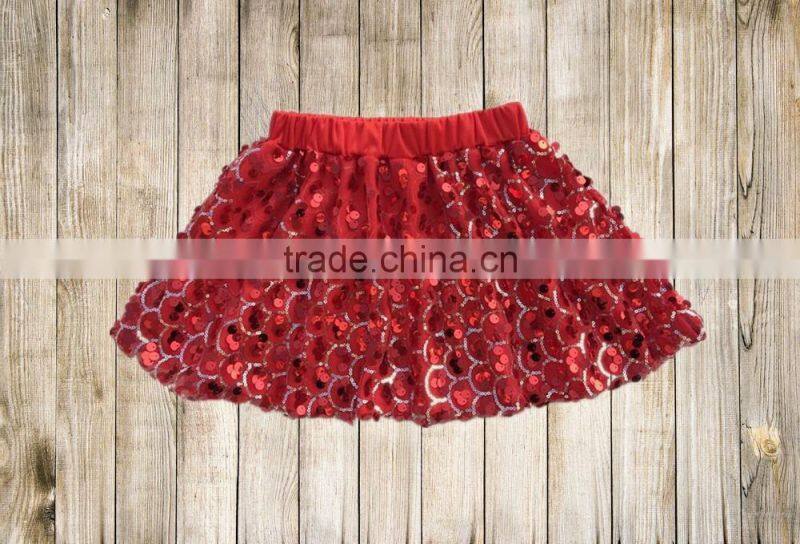 Happy new year style girl wholesale sequin skirts baby kids red girls dress