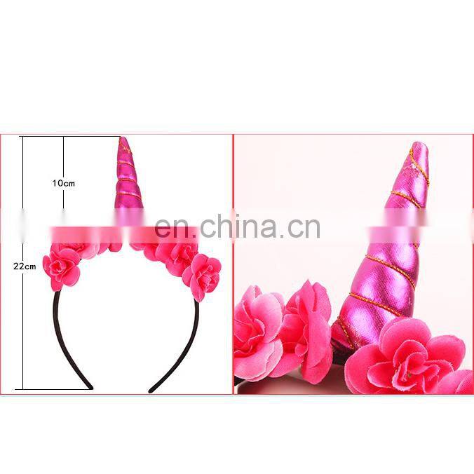 New products halloween headdress cute holographic unicorn headband Pony cosplay antenna headband for kids MFJ-0068