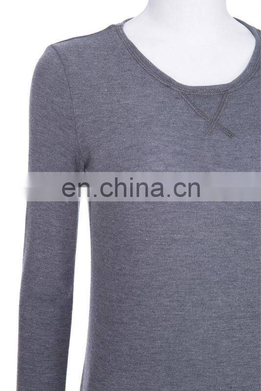 CHEFON Grey slim fit jersey maxi dress long sleeve