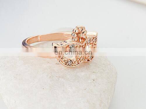 Korean version of the high-quality fashion mask gilded gold crystal ring tail ring girl gift ring