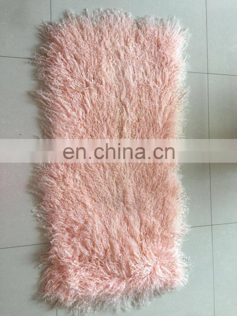 Wholesale long hairs Mongolian lamb fur plate Real Tibetan lamb fur plate
