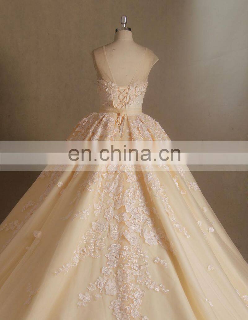 Real photo silver wedding dress heavy lace wedding gown